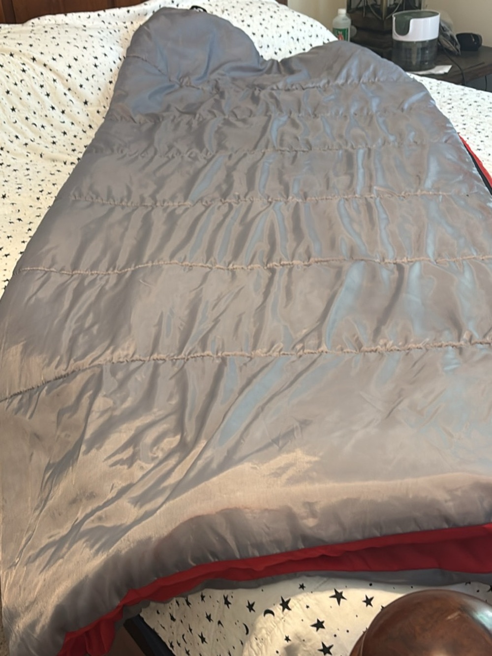 Gray and Red Sleeping Bag - Home Bedding
